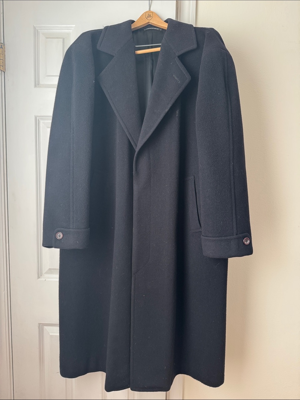 LUBIAM Italian Wool Cashmere Coat Size 52 / US 42 Black Long Tailored